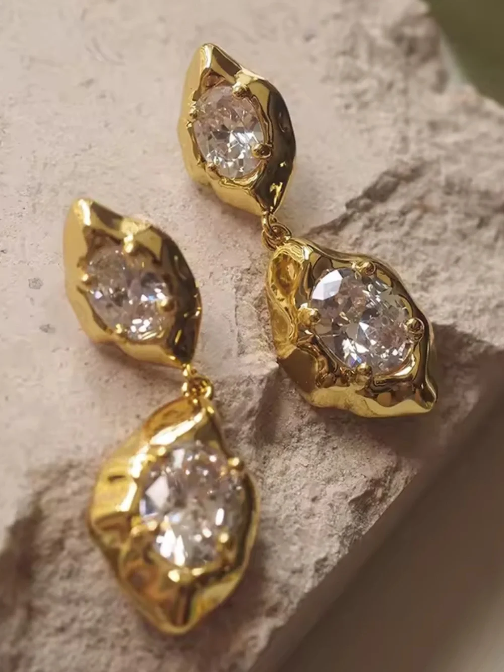 Golden Glow Crystal Drop Earrings